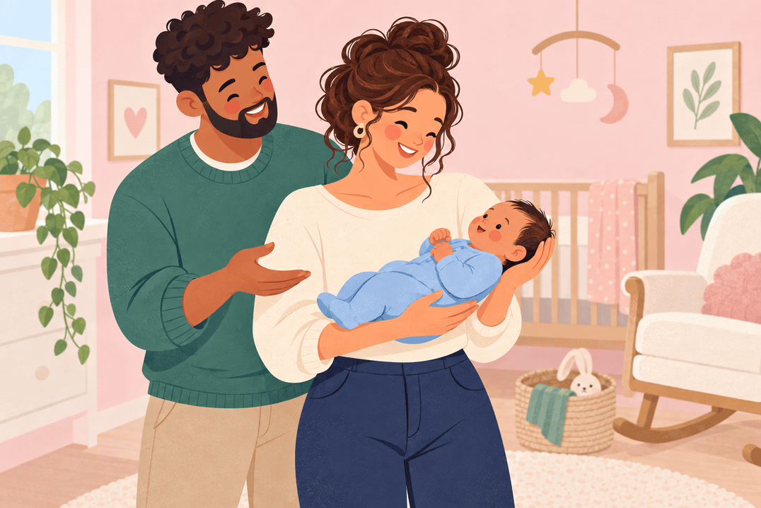 Illustration about holding a newborn