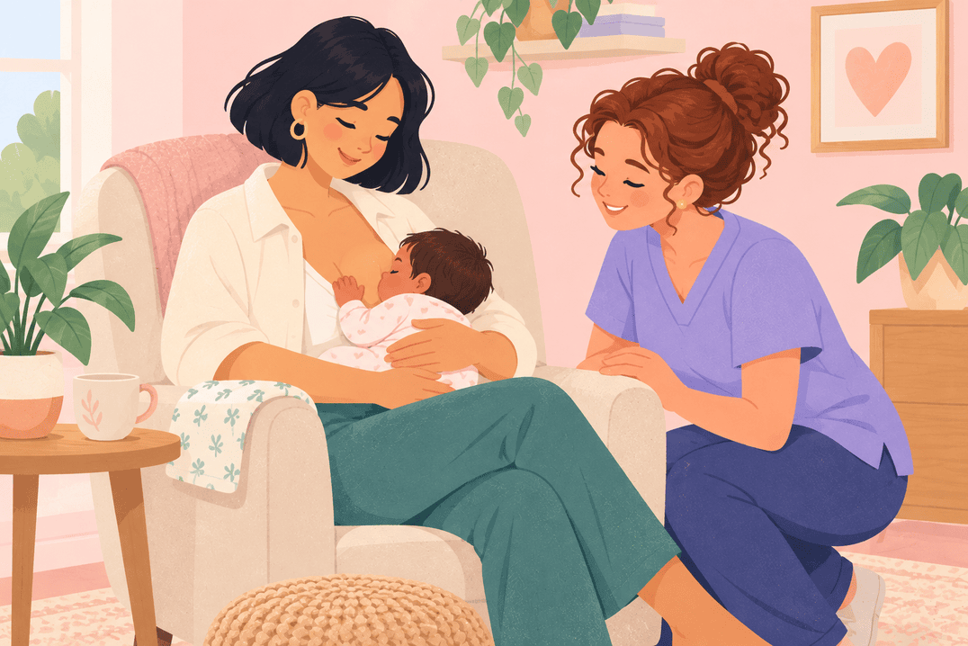 Illustration about breastfeeding latch