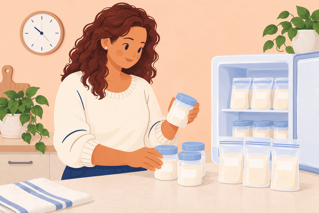 Illustration about breast milk storage