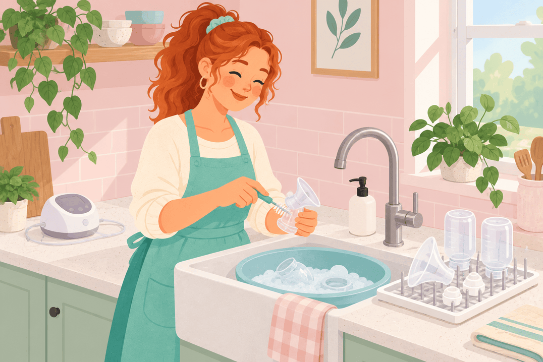 Illustration about cleaning breast pump parts