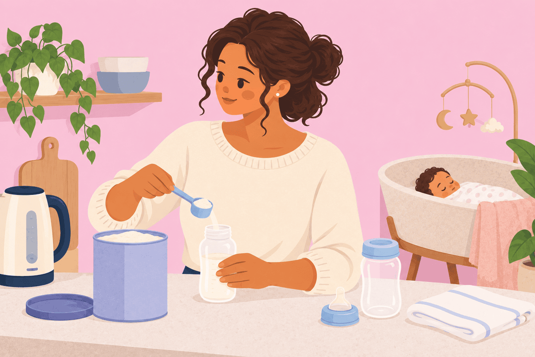 Illustration about preparing infant formula