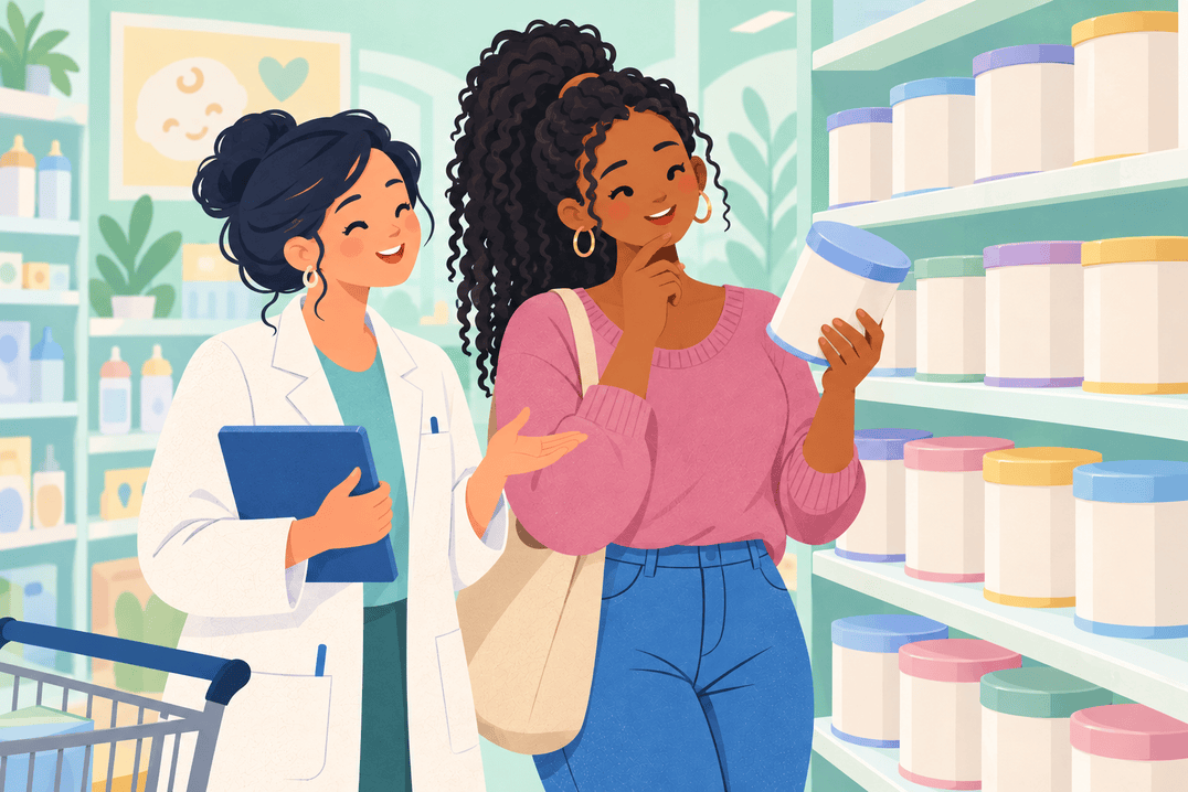 Illustration about choosing infant formula