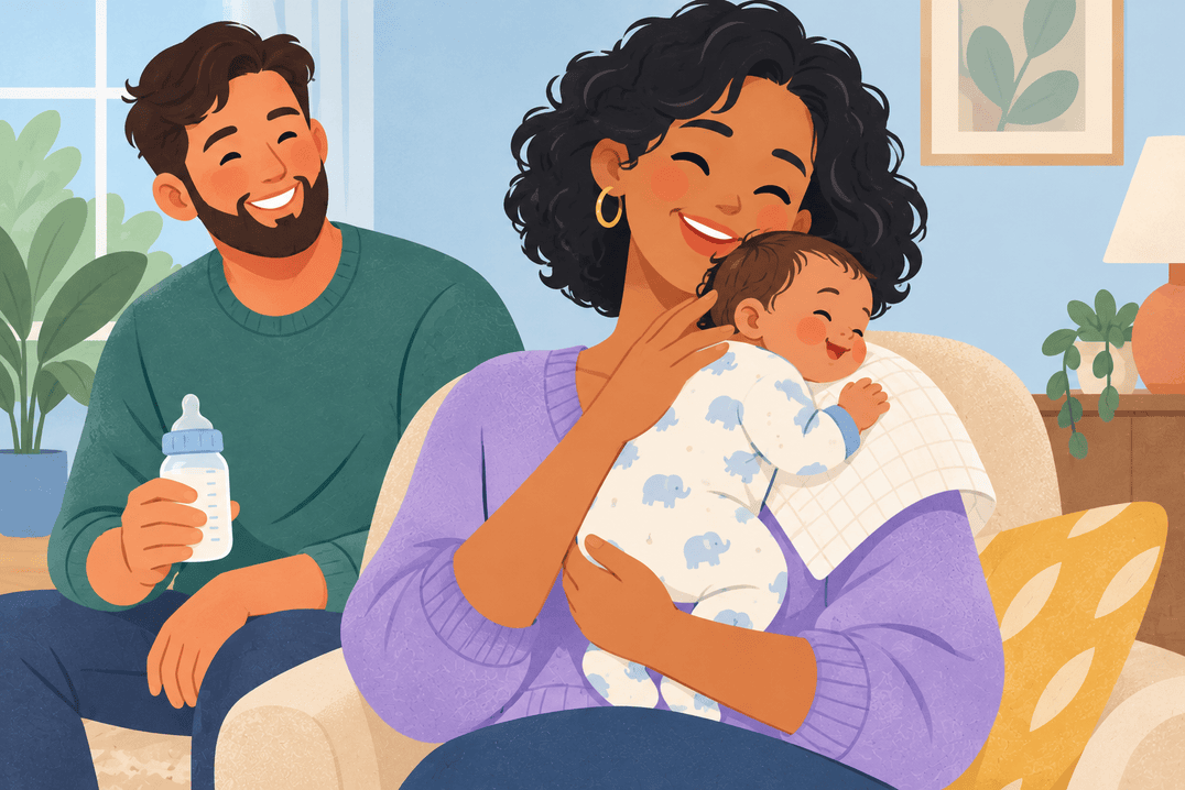 Illustration about burping after bottle feeds