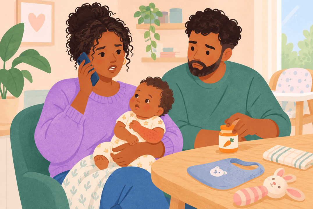 Illustration about food allergy symptoms in babies