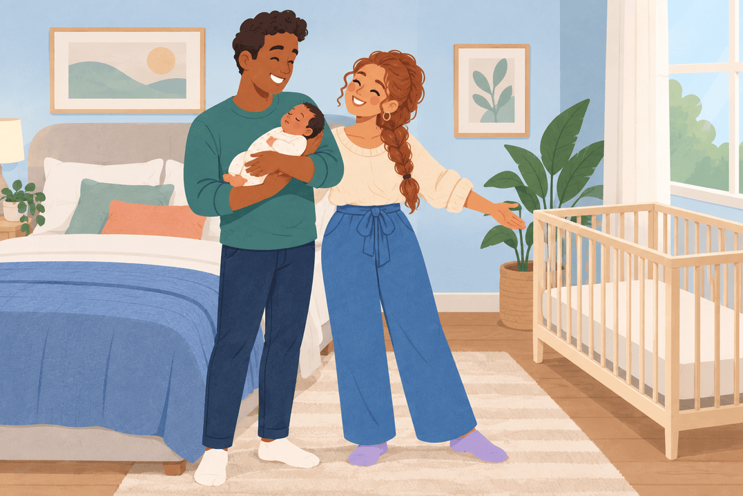 Illustration about room sharing with a baby