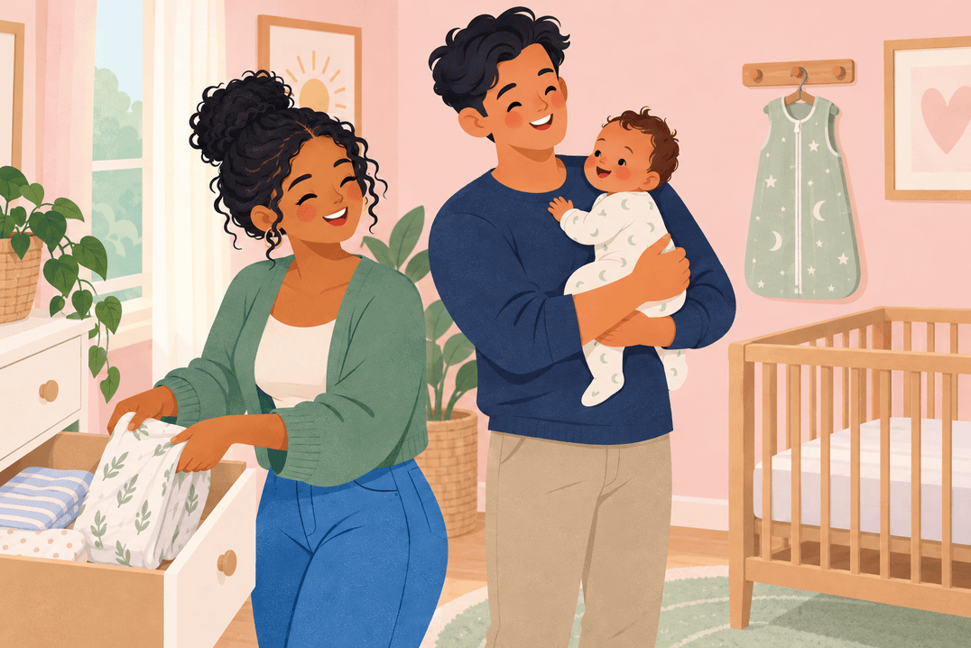 Illustration about swaddling and sleep