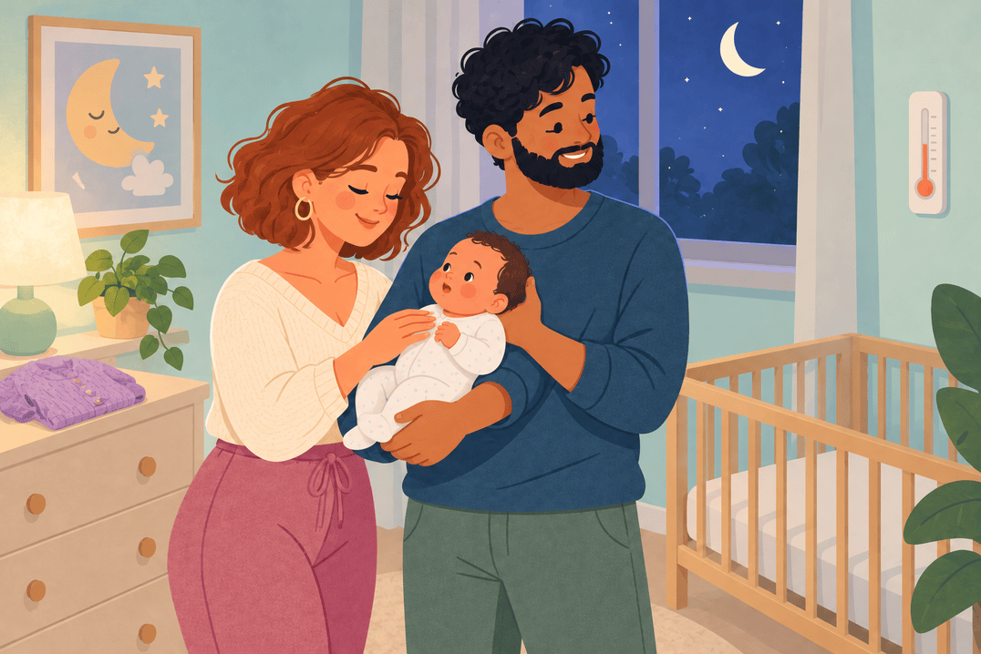 Illustration about baby overheating at night