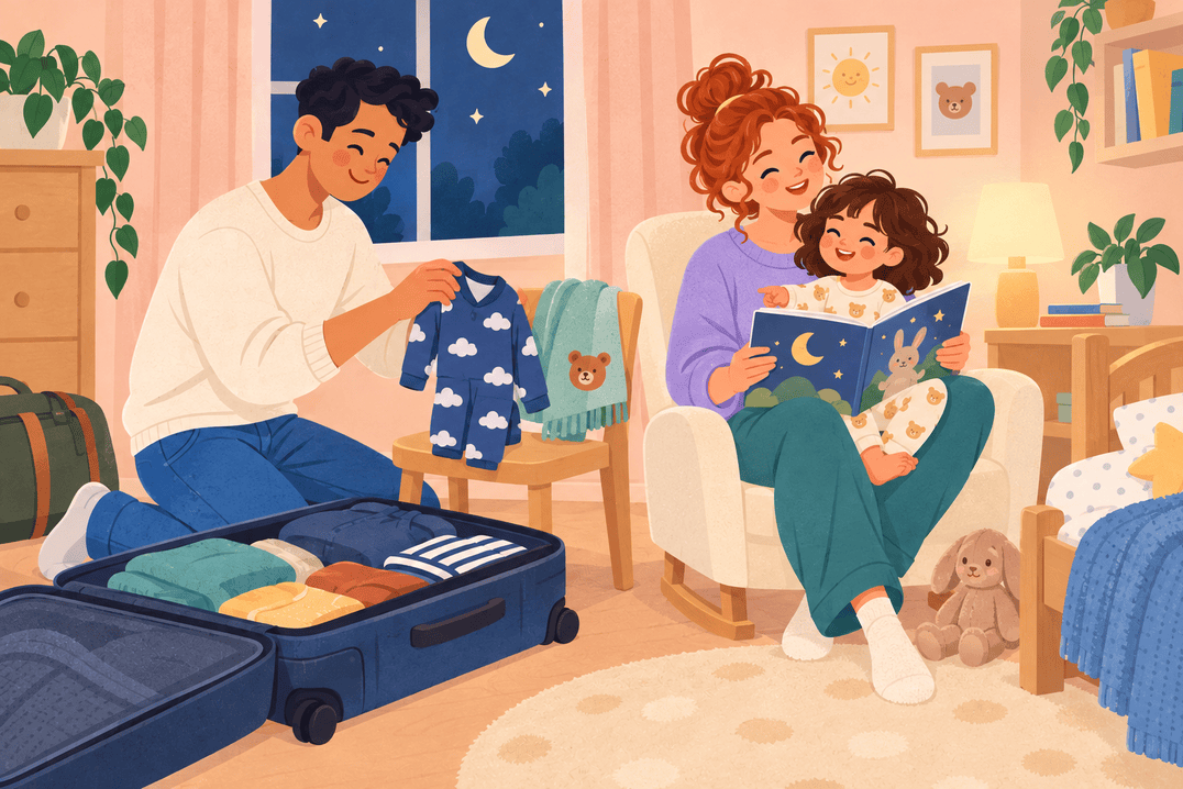 Illustration about toddler sleep after travel
