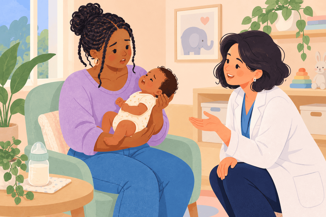 Illustration about baby arching during feeds