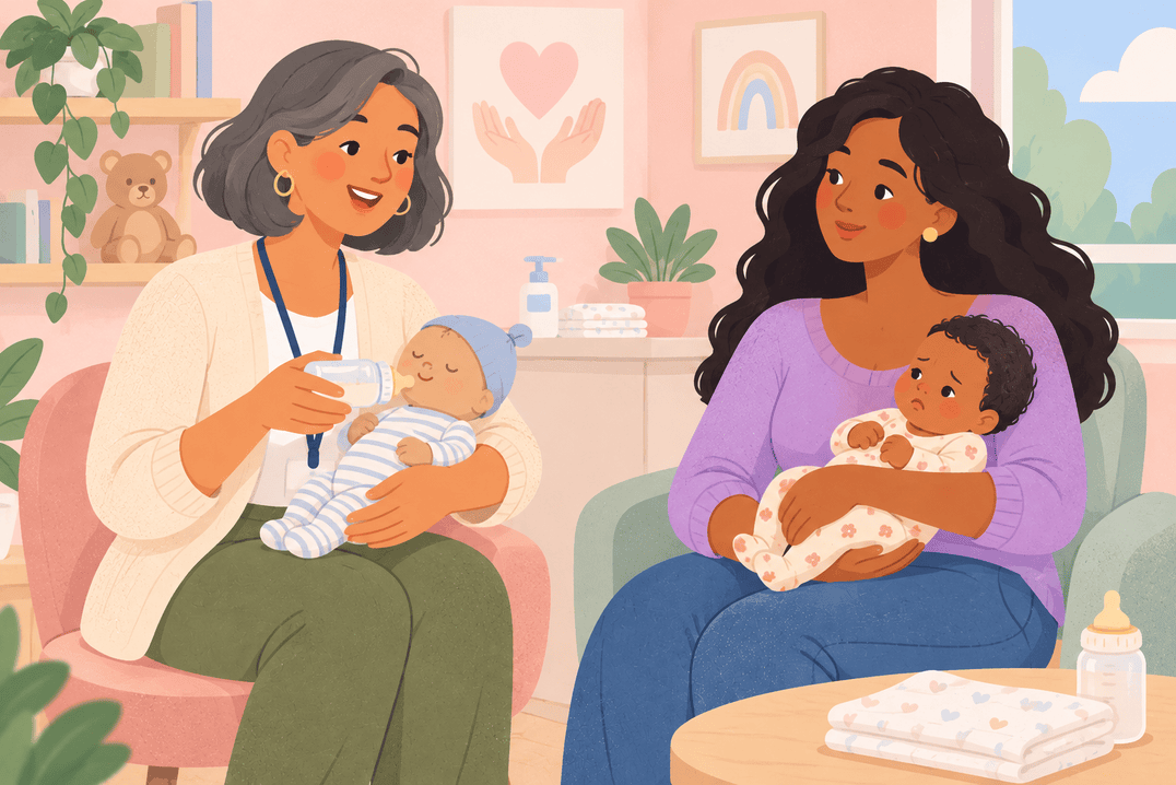 Illustration about unsettled baby after feeds
