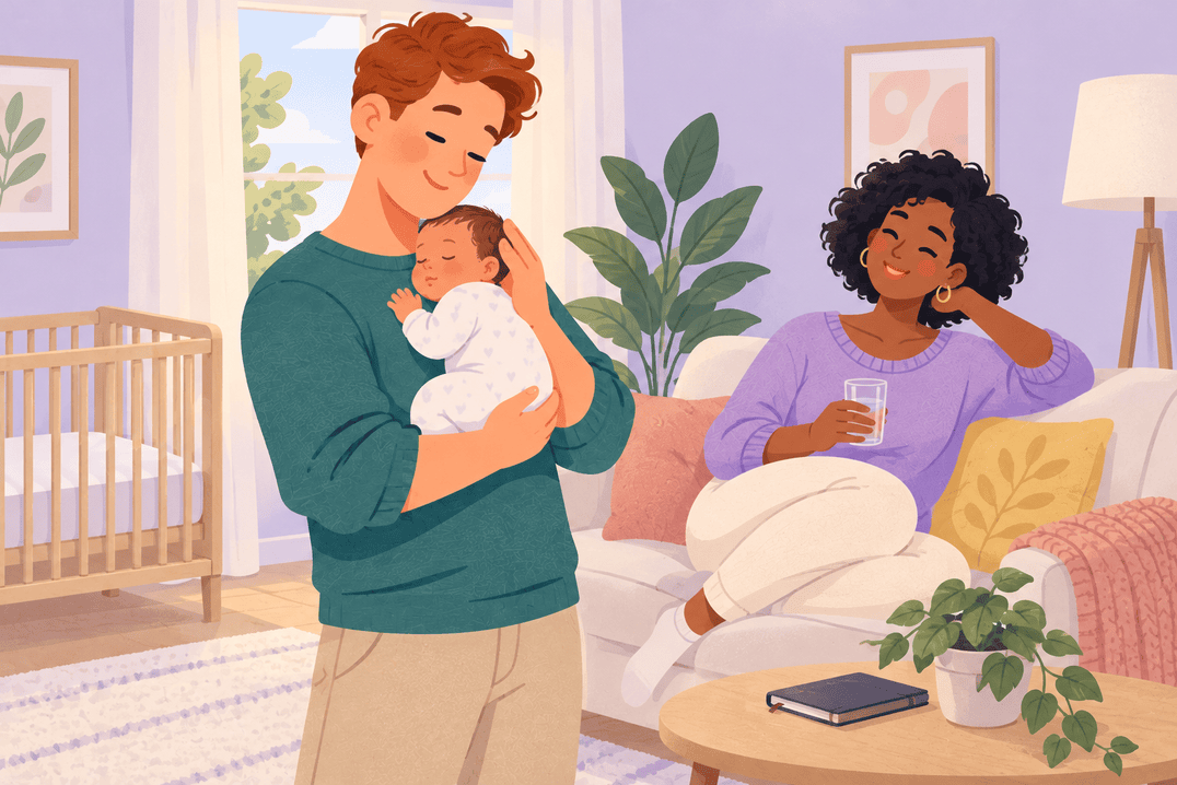 Illustration about baby who will only settle when held
