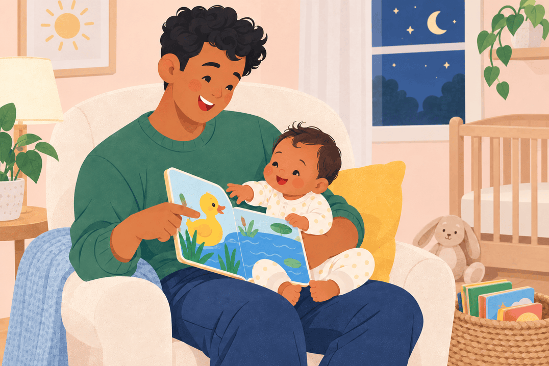 Illustration about reading to babies