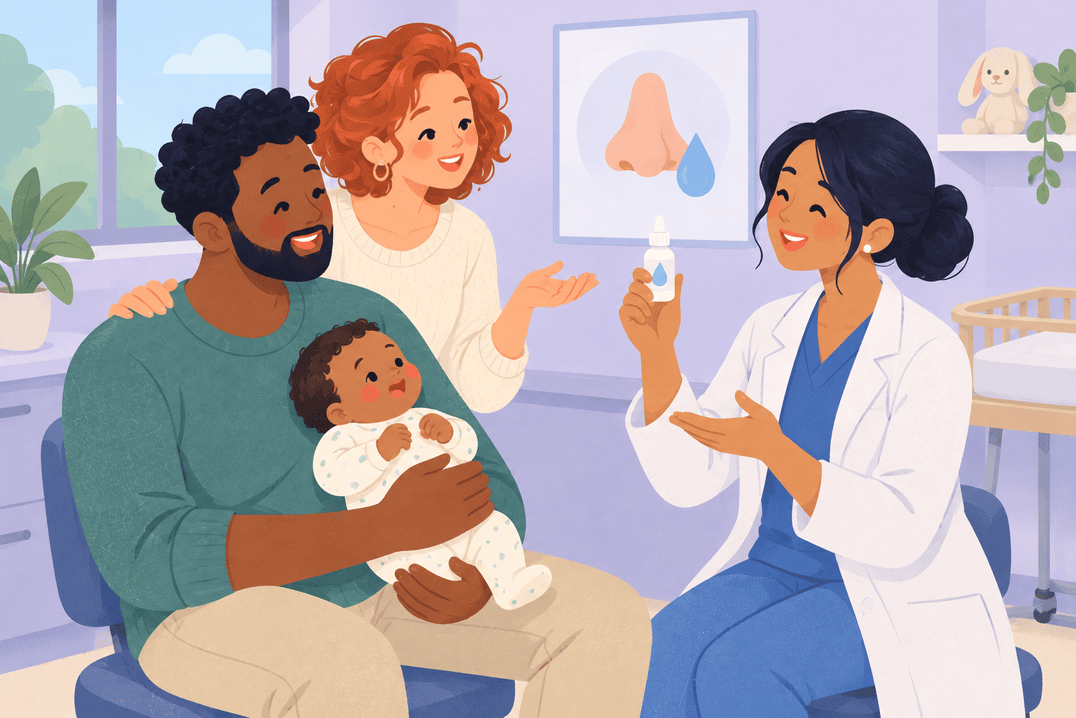 Illustration about blocked noses in babies