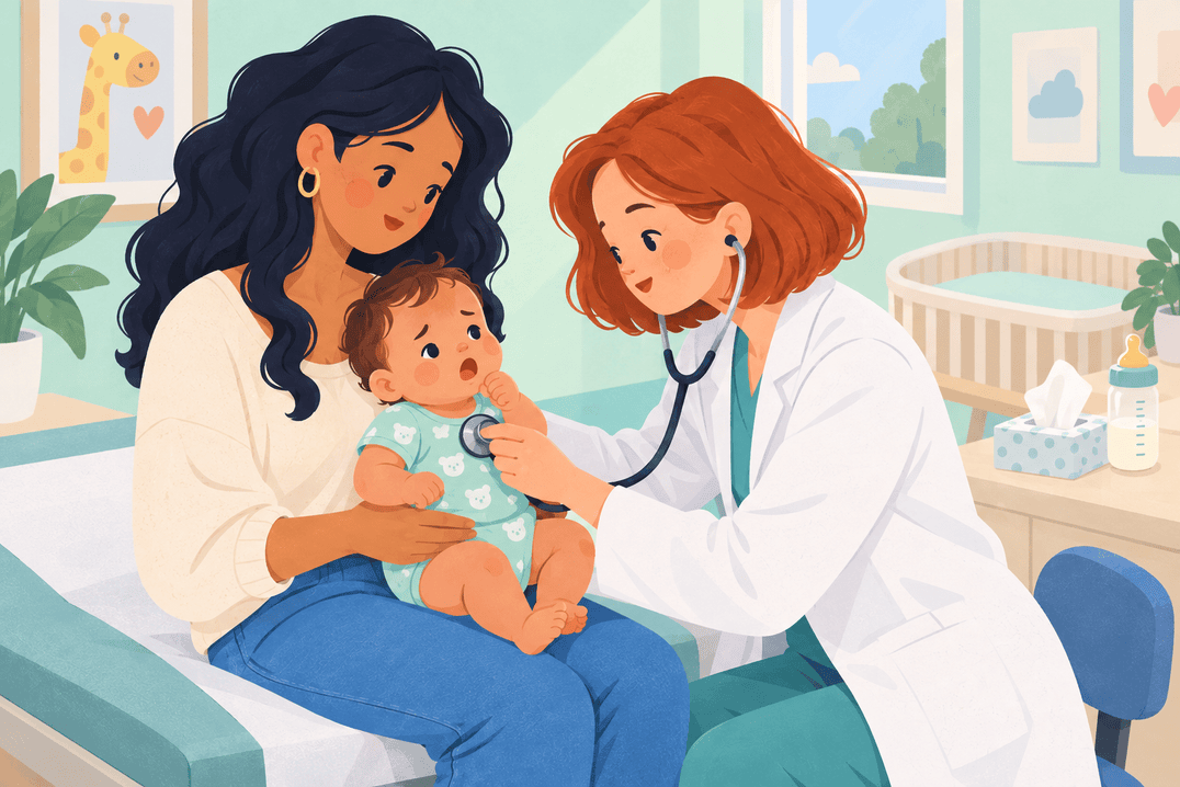 Illustration about cough in babies