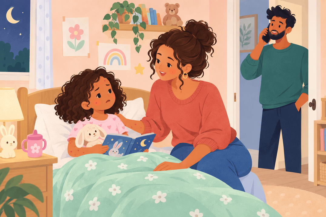 Illustration about chickenpox concerns in young children