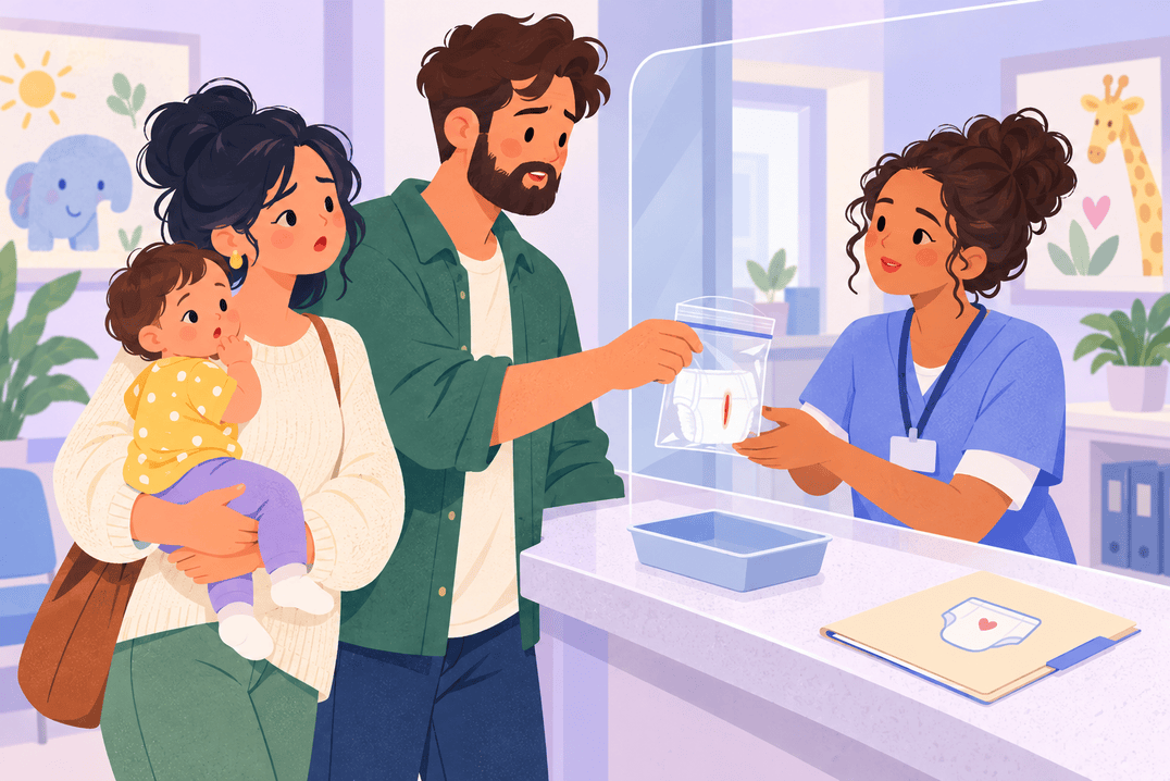 Illustration about blood in a baby's stool