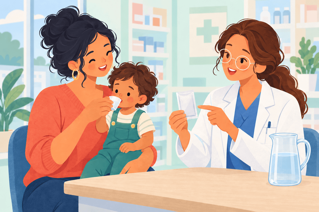 Illustration about oral rehydration for children