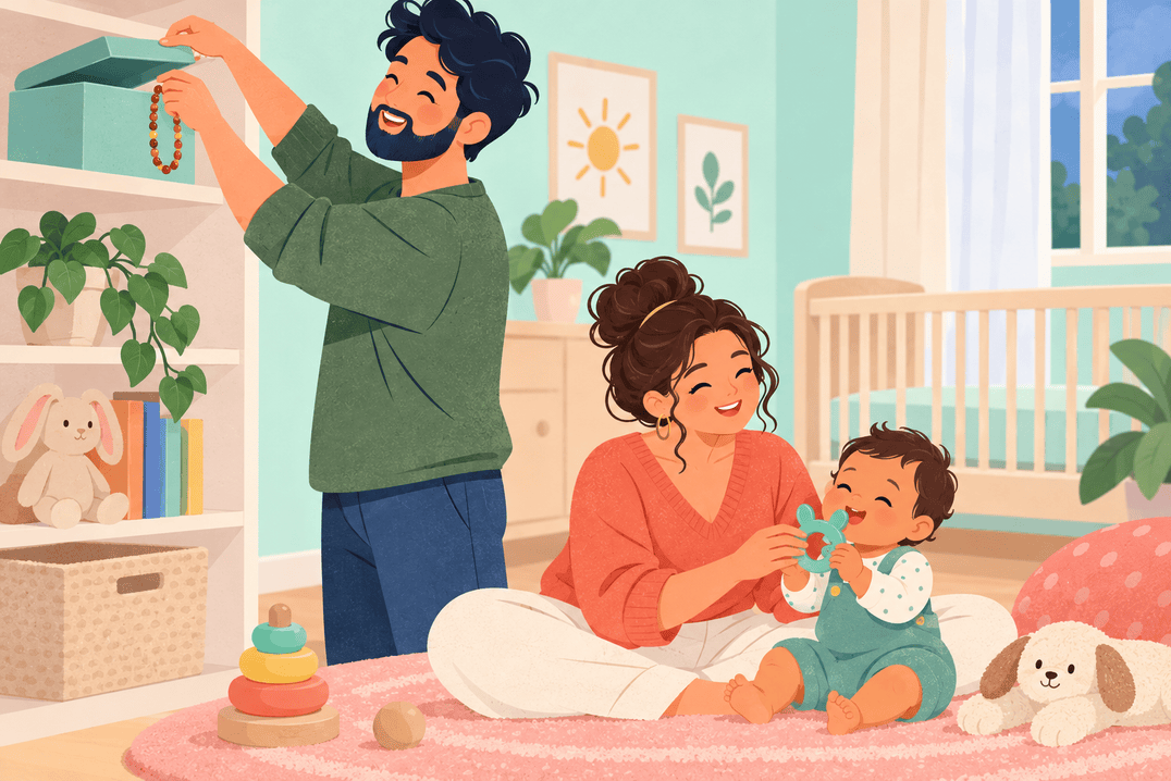 Illustration about teething necklaces