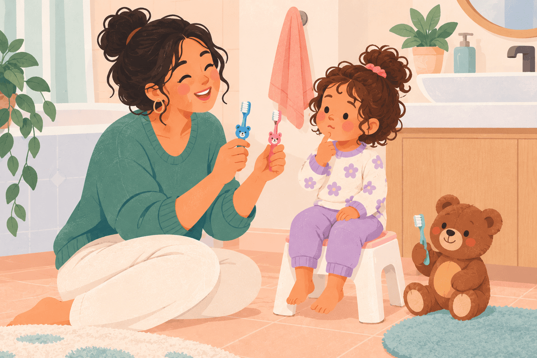 Illustration about toddler toothbrushing refusal