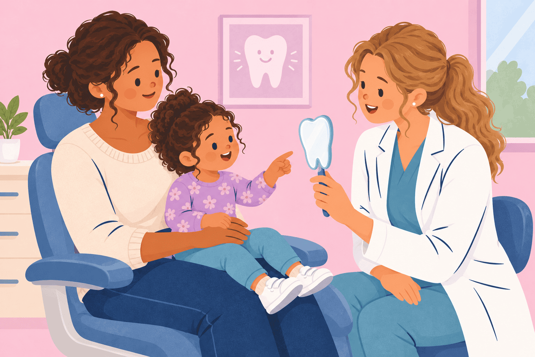 Illustration about first dental visit
