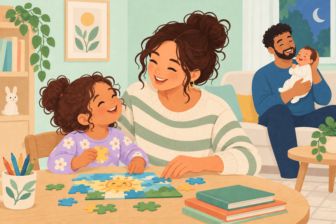 Illustration about toddler jealousy after a new baby