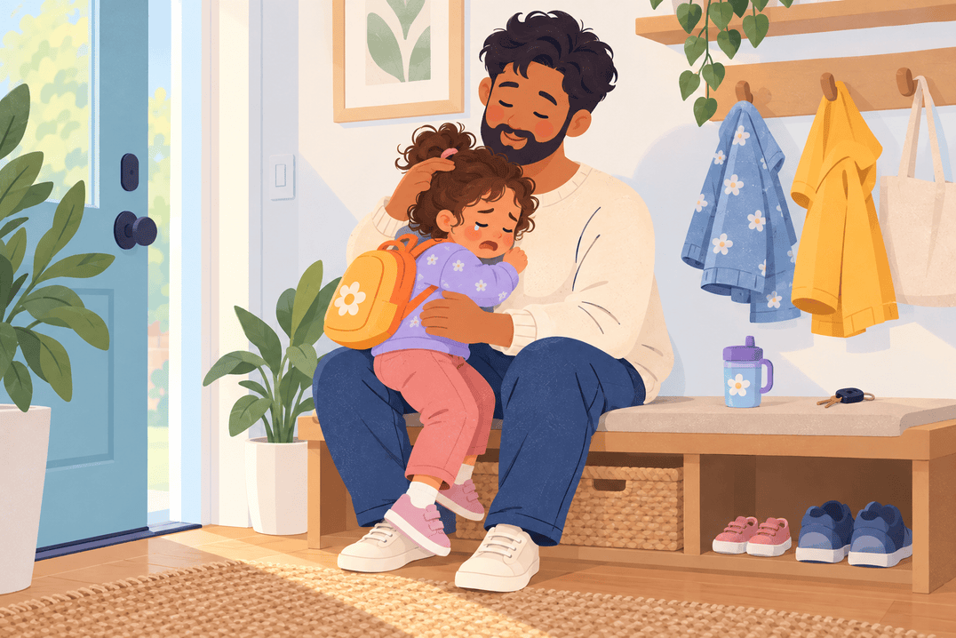 Illustration about big emotions after nursery