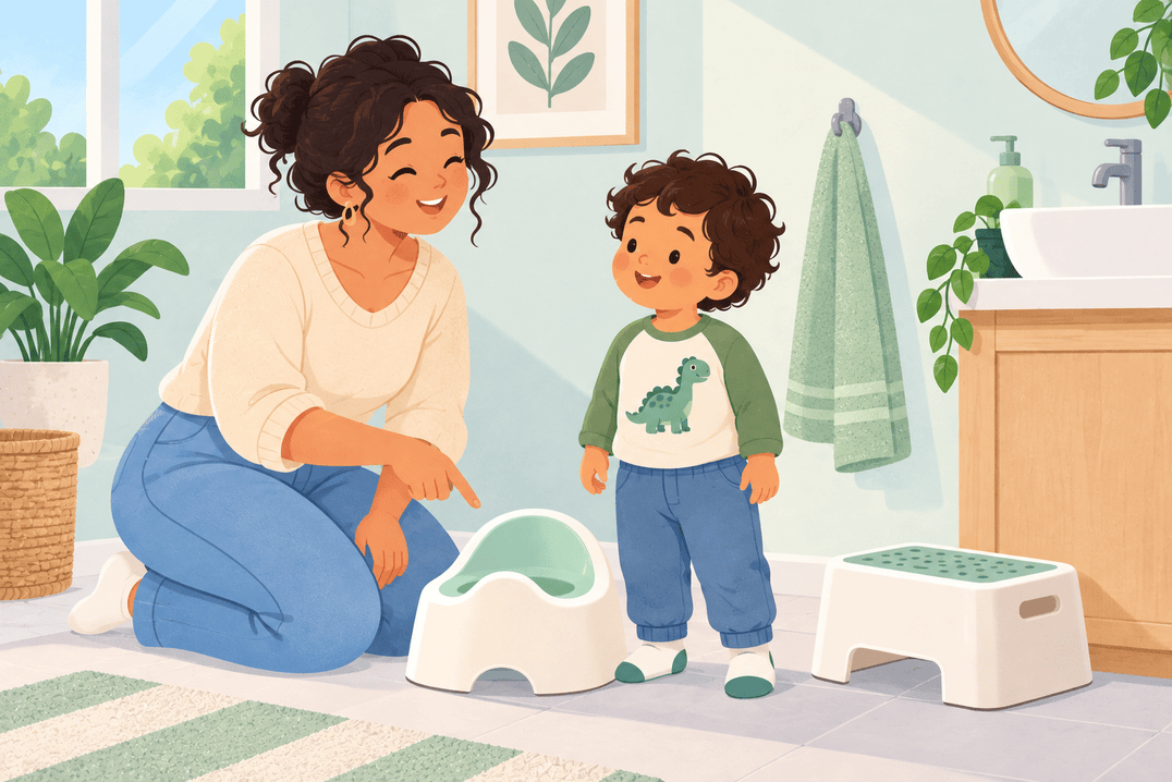 Illustration about starting potty training