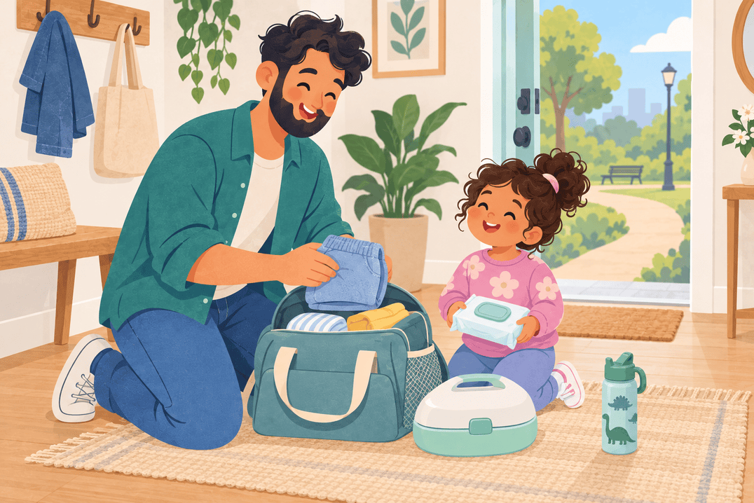 Illustration about potty training on outings