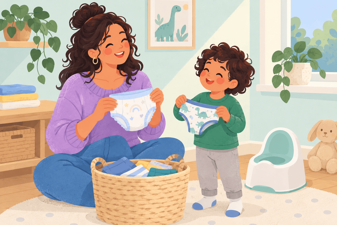 Illustration about pull-ups during potty training