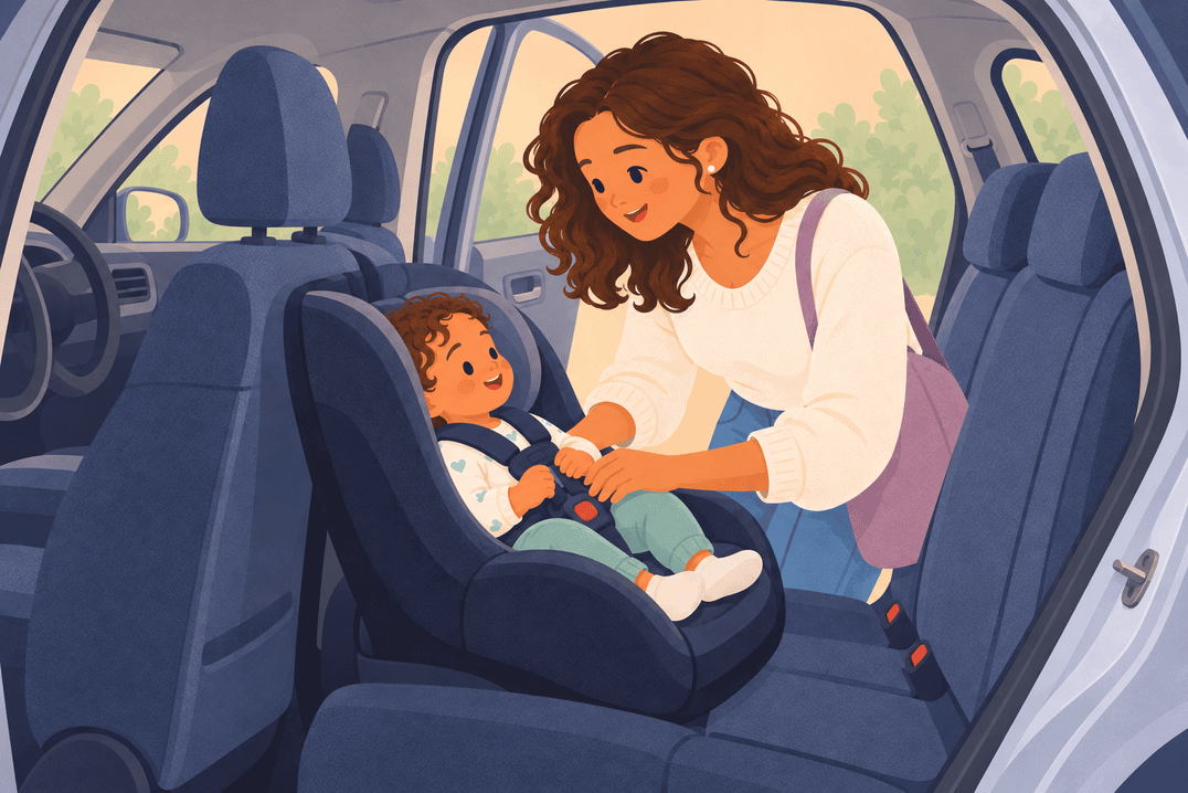 Illustration about rear-facing car seats