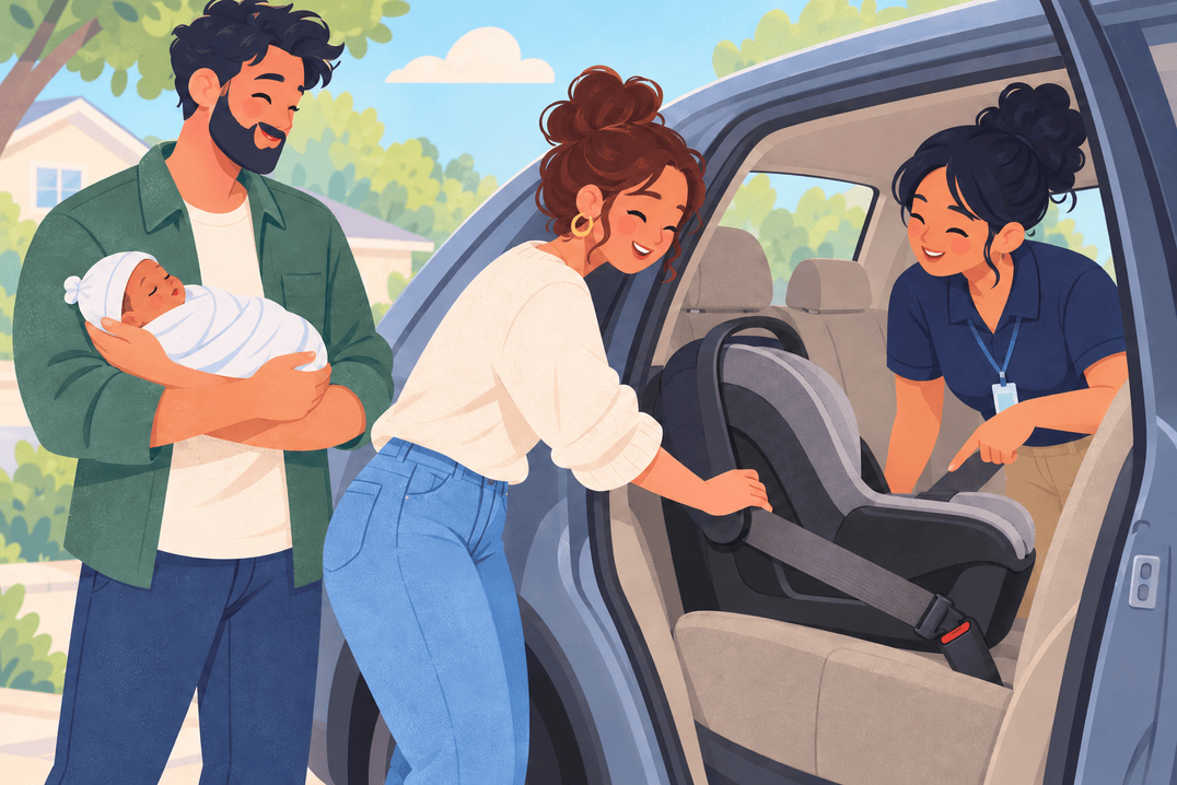 Illustration about car seat installation