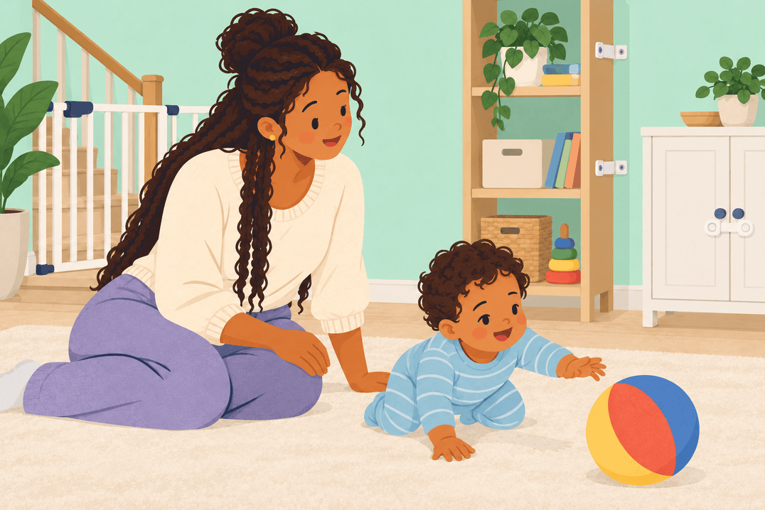 Illustration about babyproofing before crawling
