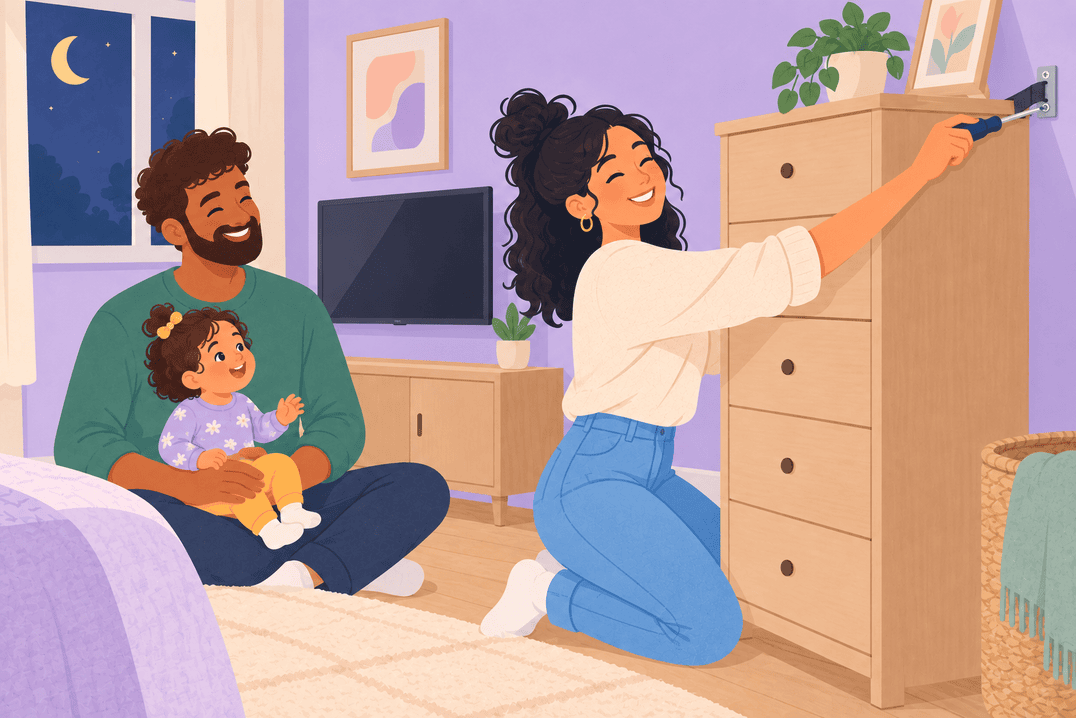 Illustration about furniture tip-over prevention