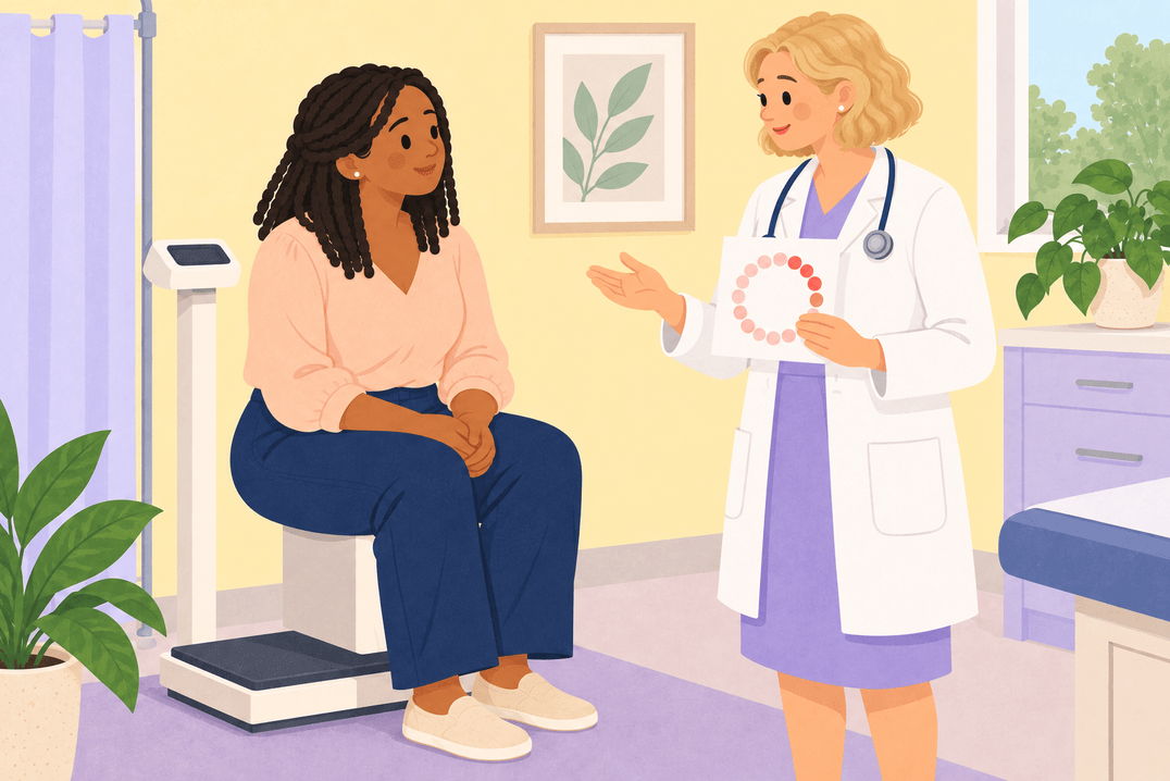 Illustration about weight gain and cycle changes
