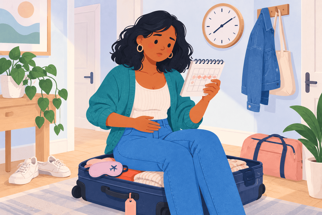 Illustration about late period after travel