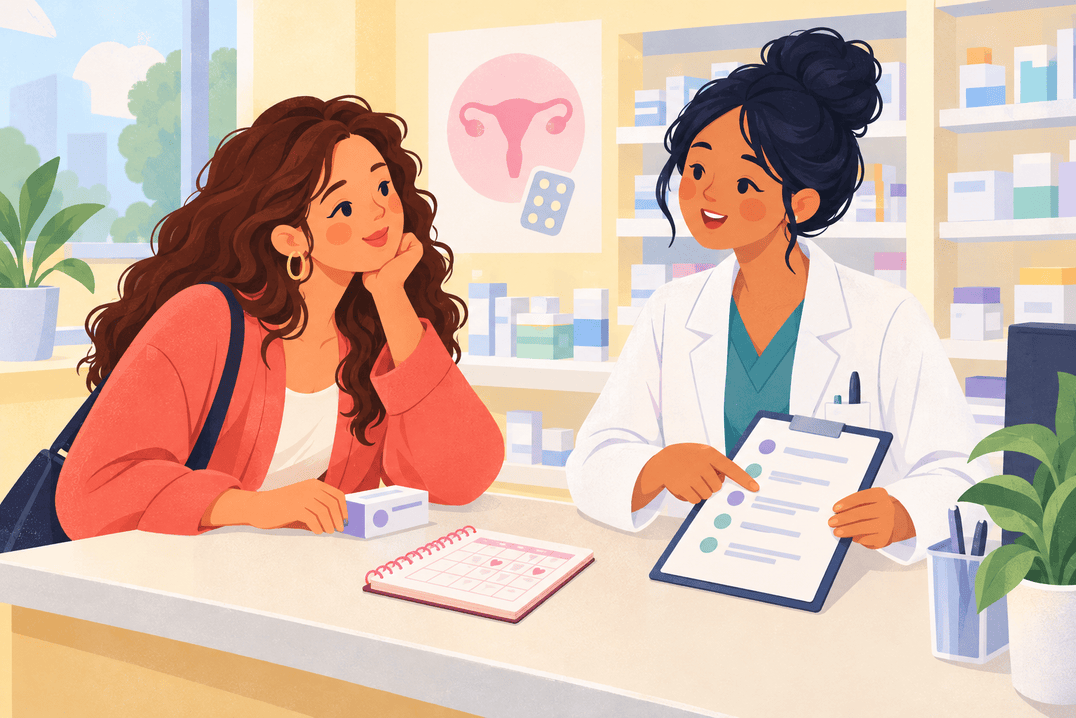 Illustration about medications and missing periods