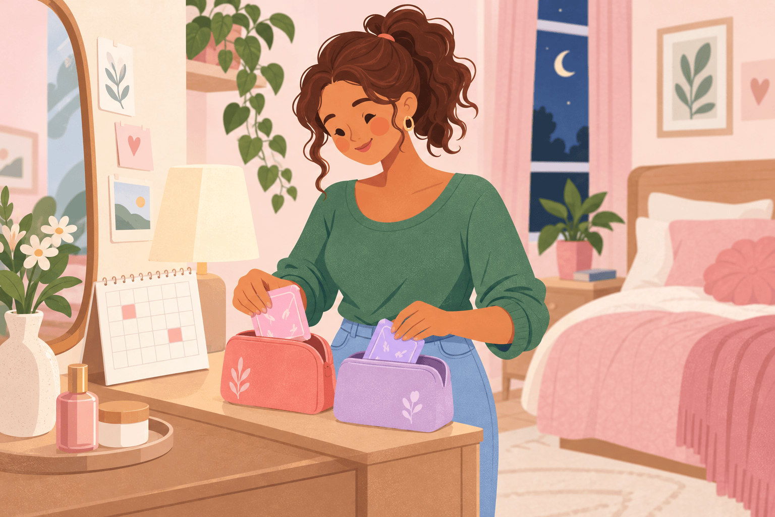 Illustration about two periods in one month