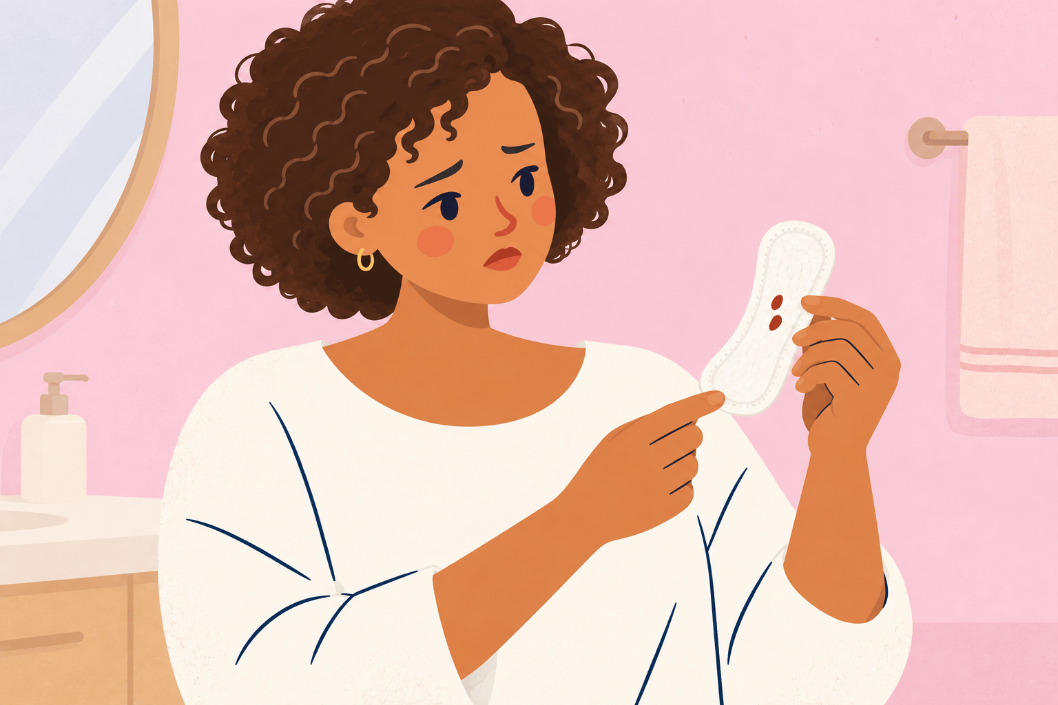 Illustration about spotting between periods
