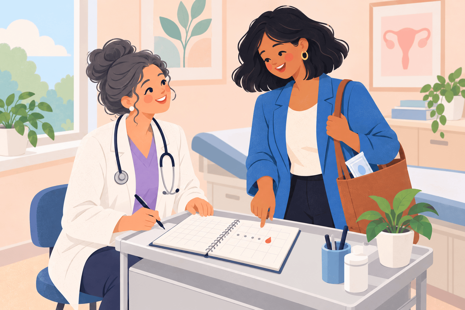 Illustration about bleeding after a missed period