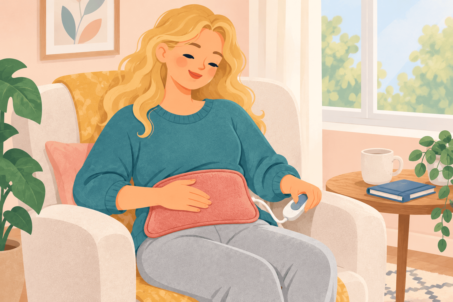 Illustration about heating pads for cramps