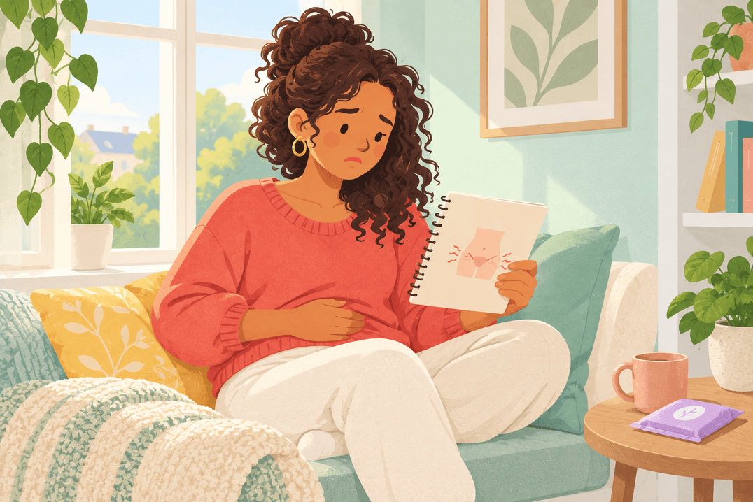Illustration about period pain without bleeding