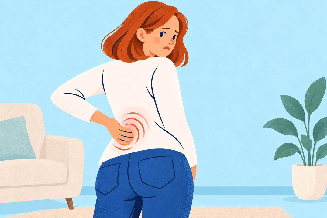 Illustration about lower back pain during periods