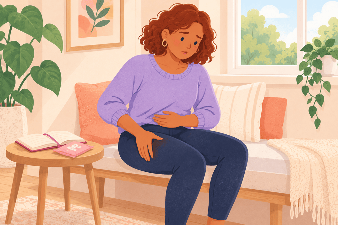 Illustration about thigh pain during menstruation