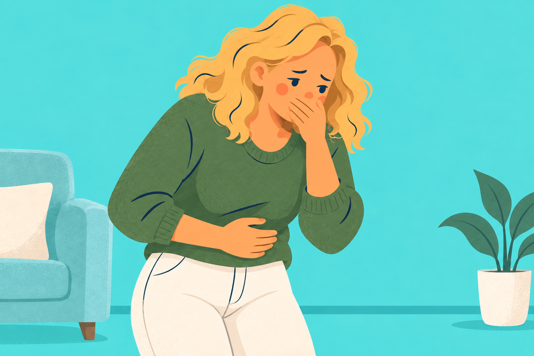 Illustration about nausea with period cramps