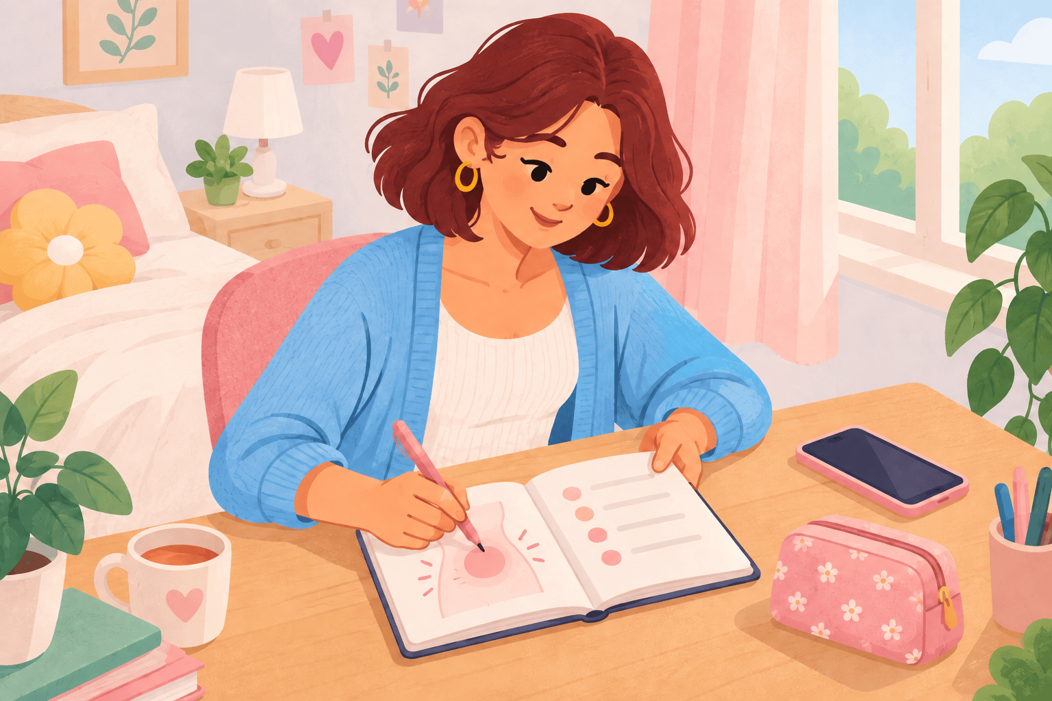 Illustration about cramps before your period