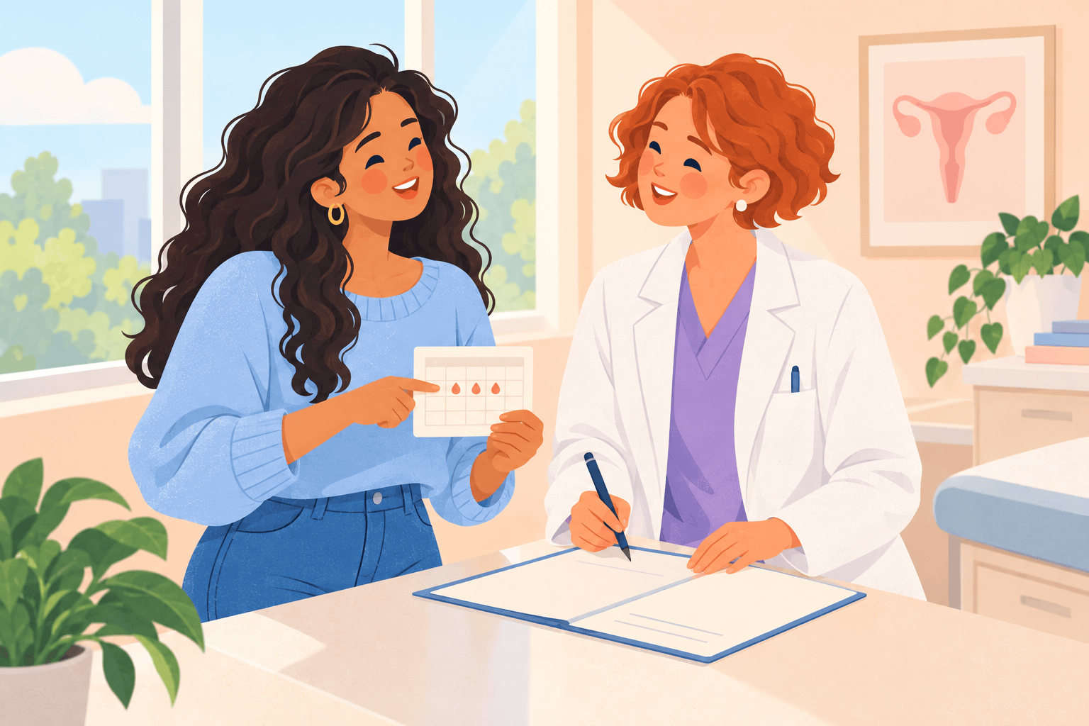 Illustration about period pain treatment plans