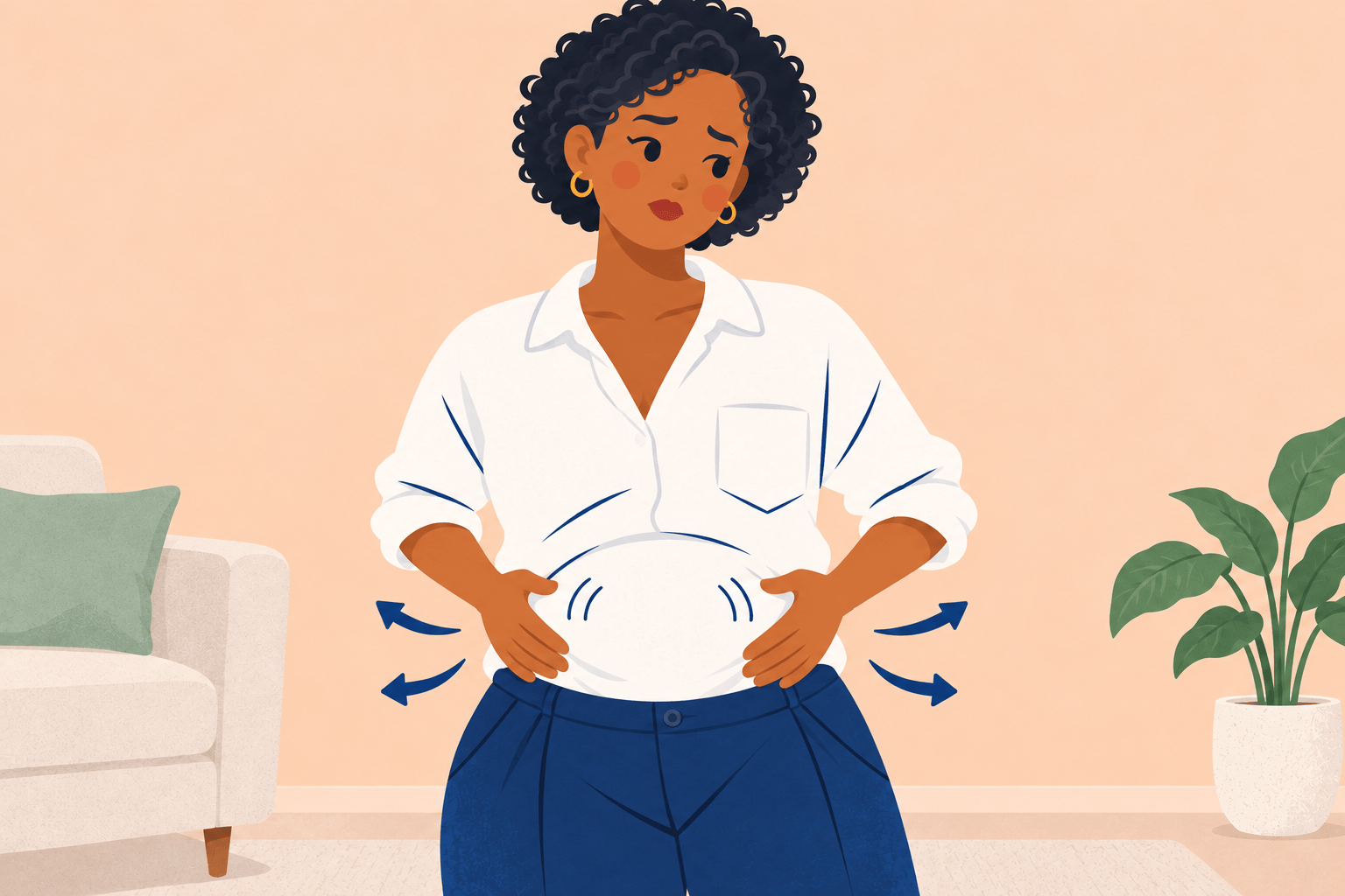 Illustration about premenstrual bloating