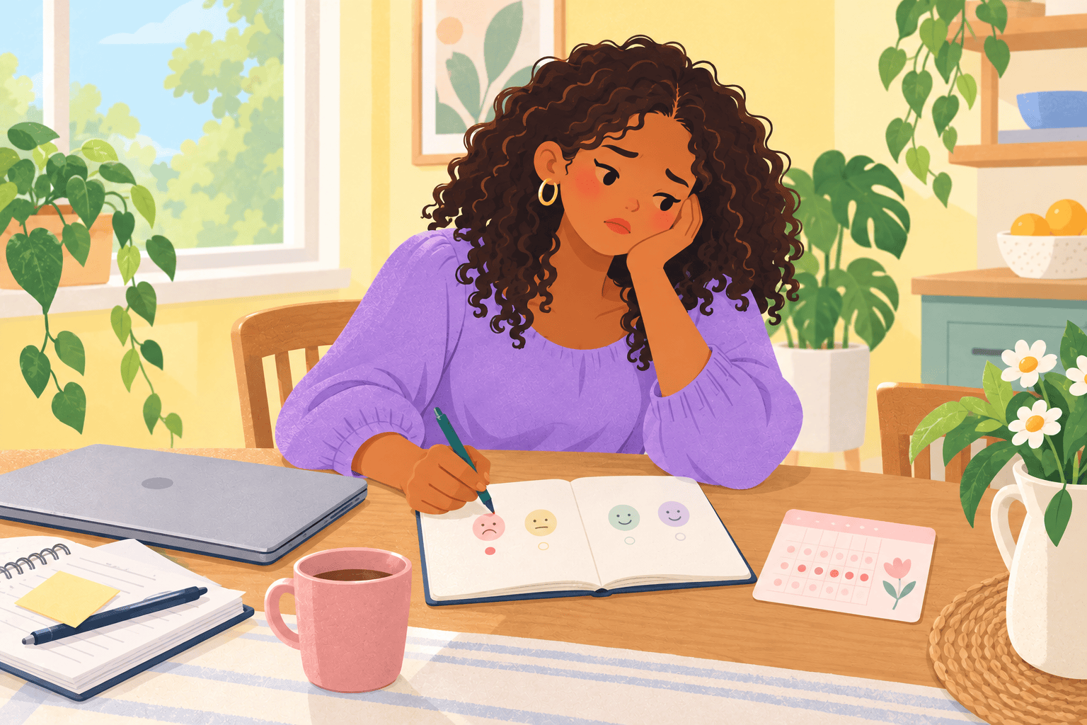 Illustration about mood swings before menstruation