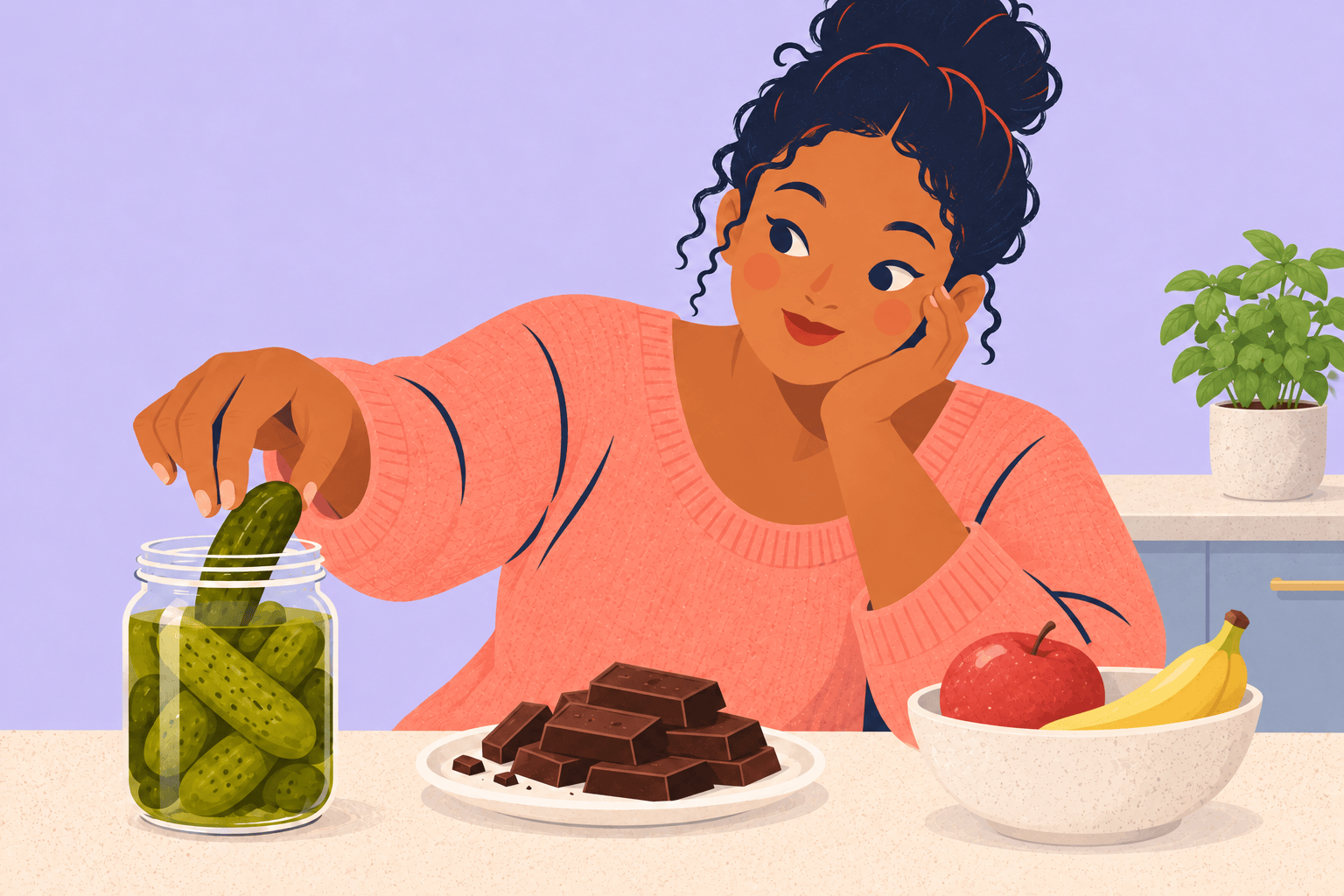 Illustration about food cravings before periods