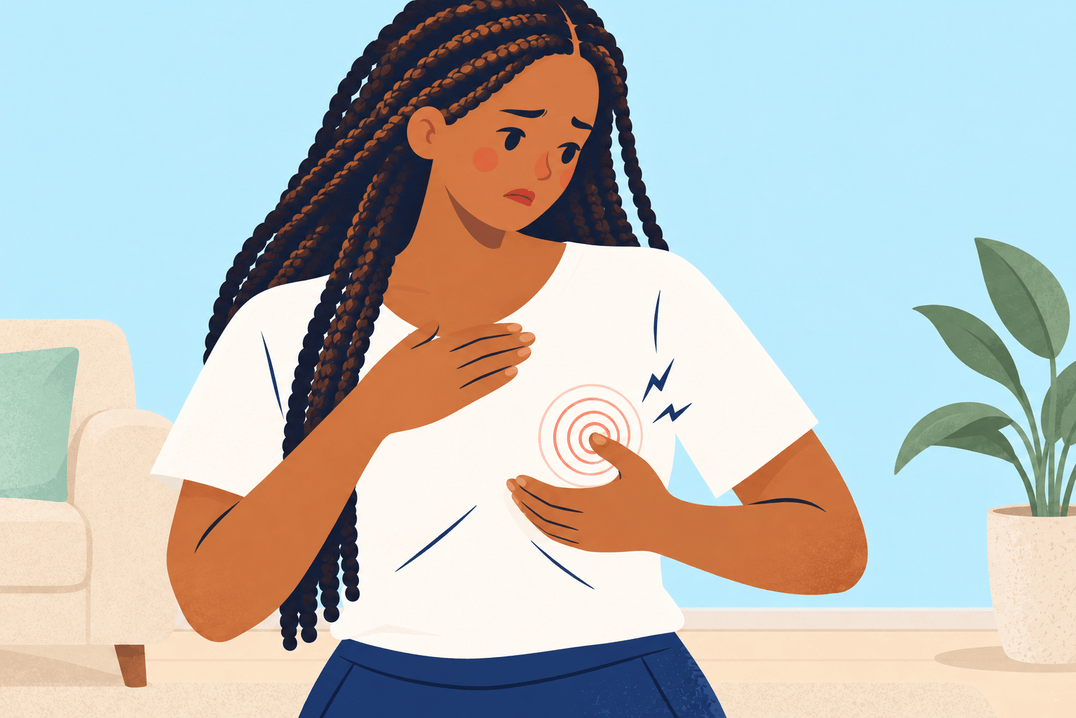 Illustration about breast tenderness before periods